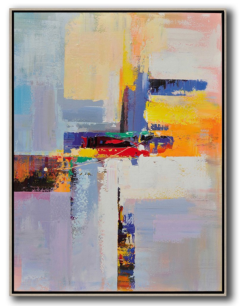 Vertical Palette Knife Contemporary Art #L3B - Abstract Art Paintings Large